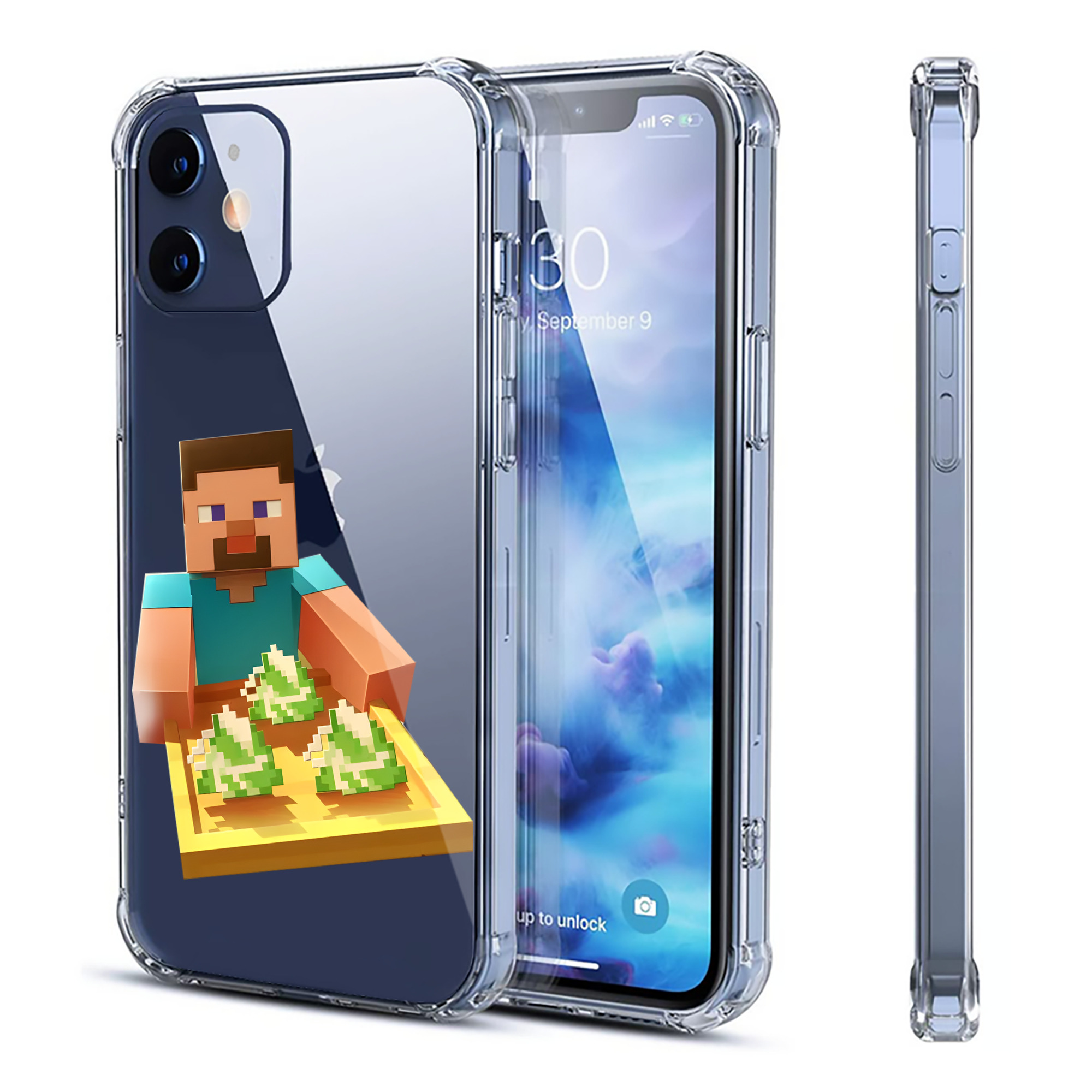 （画像用） マインクラフト ブロックの世界 Minecraft MC Block world 【iPhone 12シリーズ対応】透明スマホケース（クリアソフトケース）